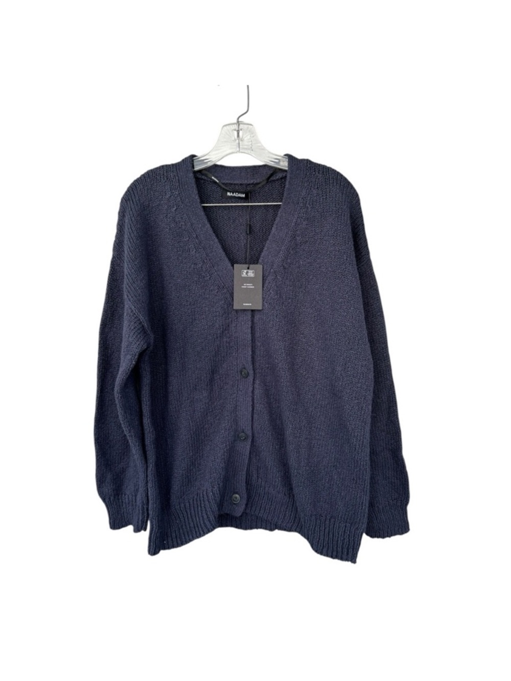NWT NAADAM Chunky Cotton Oversized Cardigan Size Medium Washed Navy 100% cotton - Picture 5 of 10